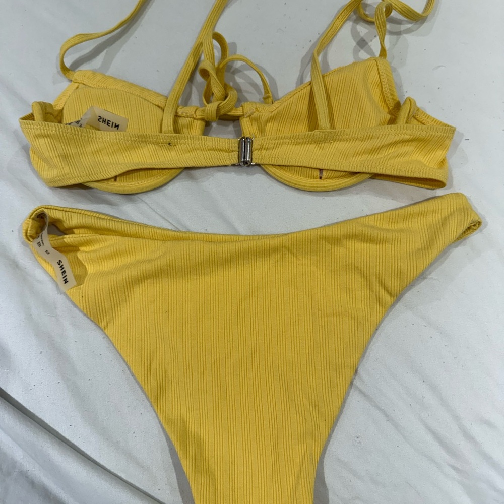 SHEIN Mustard Ribbed Bikini Set - Picture 2 of 3